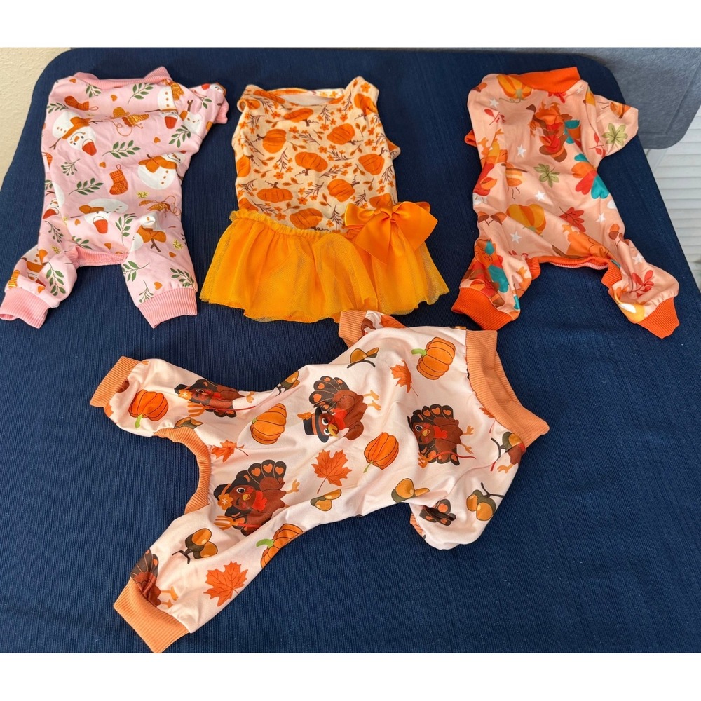 Dog Holiday Pajamas & Dress Set [M] Thanksgiving Pumpkin Turey Snowman Festive